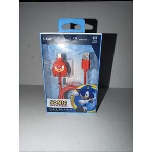 NEW Sonic The Hedgehog KNUCKLES USB-A to USB-C 5ft Charging Cable